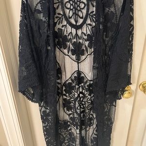 Black boho style lace cover up